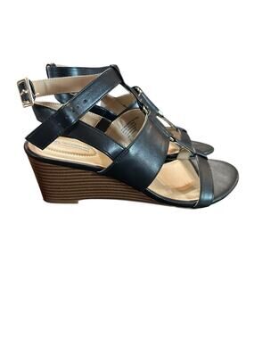 Giani Bernini Christa Black Wedge Sandals NEW Size 8